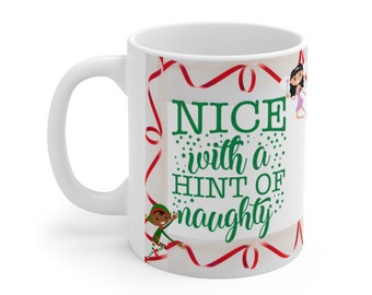 Taza navideña "Travieso o bueno" - Regalo de café para las fiestas