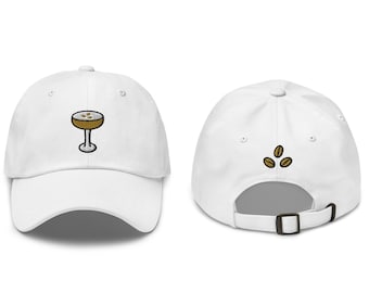 Espresso Martini Embroidered Baseball Cap, Cute Embroidered Hat, Espresso Martini Lover Gift, Martini Dad Hat, Embroidery Baseball Hat Women