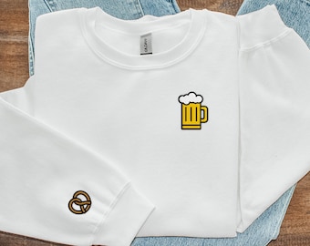 Beer Stein Embroidered Sweatshirt | German Pretzel Crewneck
