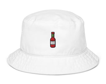 Dolls Kill White Bucket Hat with Red Chili Pepper Print Red hot chili pepper main image 3
