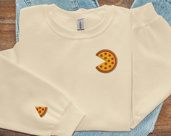 Pizza Embroidered Sweatshirt | Food Lover Crewneck