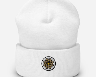 Waffle Embroidered Cuffed Beanie | Breakfast Lover Hat
