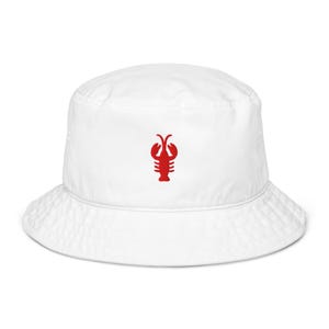 Lobster Embroidered Bucket Hat, Lobster Gifts, Cute Summer Hat, Lobster Theme Hat, Coastal Hat, Lobster Embroidery, Maine Lobster Hat