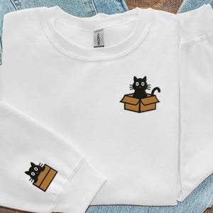 Cat In Box Embroidered Crewneck Sweatshirt