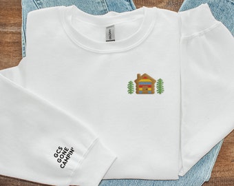 Cabin Embroidered Crewneck Sweatshirt, Mountain Sweatshirt, Lake Sweatshirt, Embroidery Sweater, Cute Comfy Crewneck