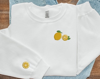 Lemon Embroidered Sweatshirt | Fruit Crewneck