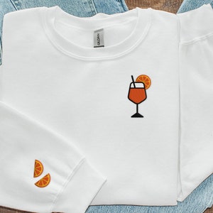 Aperol Spritz Embroidered Crewneck Sweatshirt, Aperol Spritz Gift, Embroidery Sweater, Cute Cocktail Sweatshirt, Italy Vacation Sweatshirt