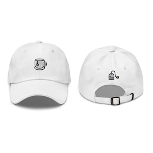 Teetasse gestickte Baseballmütze, niedliche gestickte Mütze, Tee-Liebhaber-Geschenk, Teetassen-Vati-Hut, Stickerei-Baseball-Hut, Teebecher-Stickerei-Geschenk