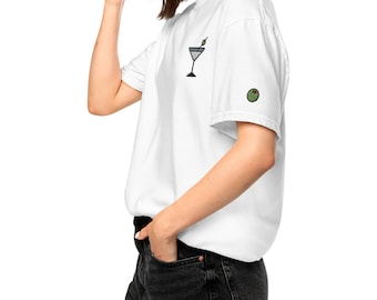 Martini besticktes T-Shirt | Cocktail T-Shirt