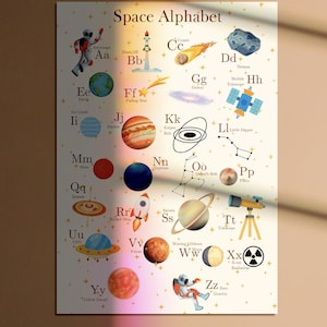 Space Alphabet Poster Kids Room Decor | PRINTABLE WALL ART  | Educational Space Print | Nursery Wall Art Digital Download |