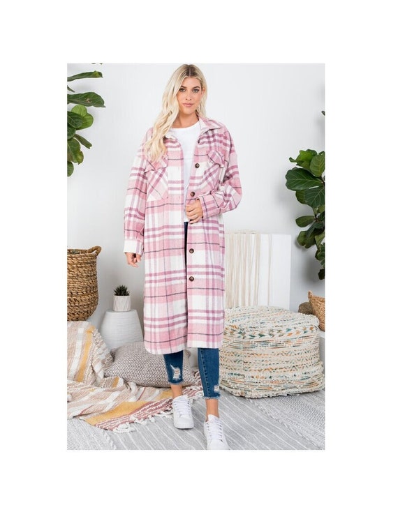 Boho Mauve Pink Brushed Plaid Long 