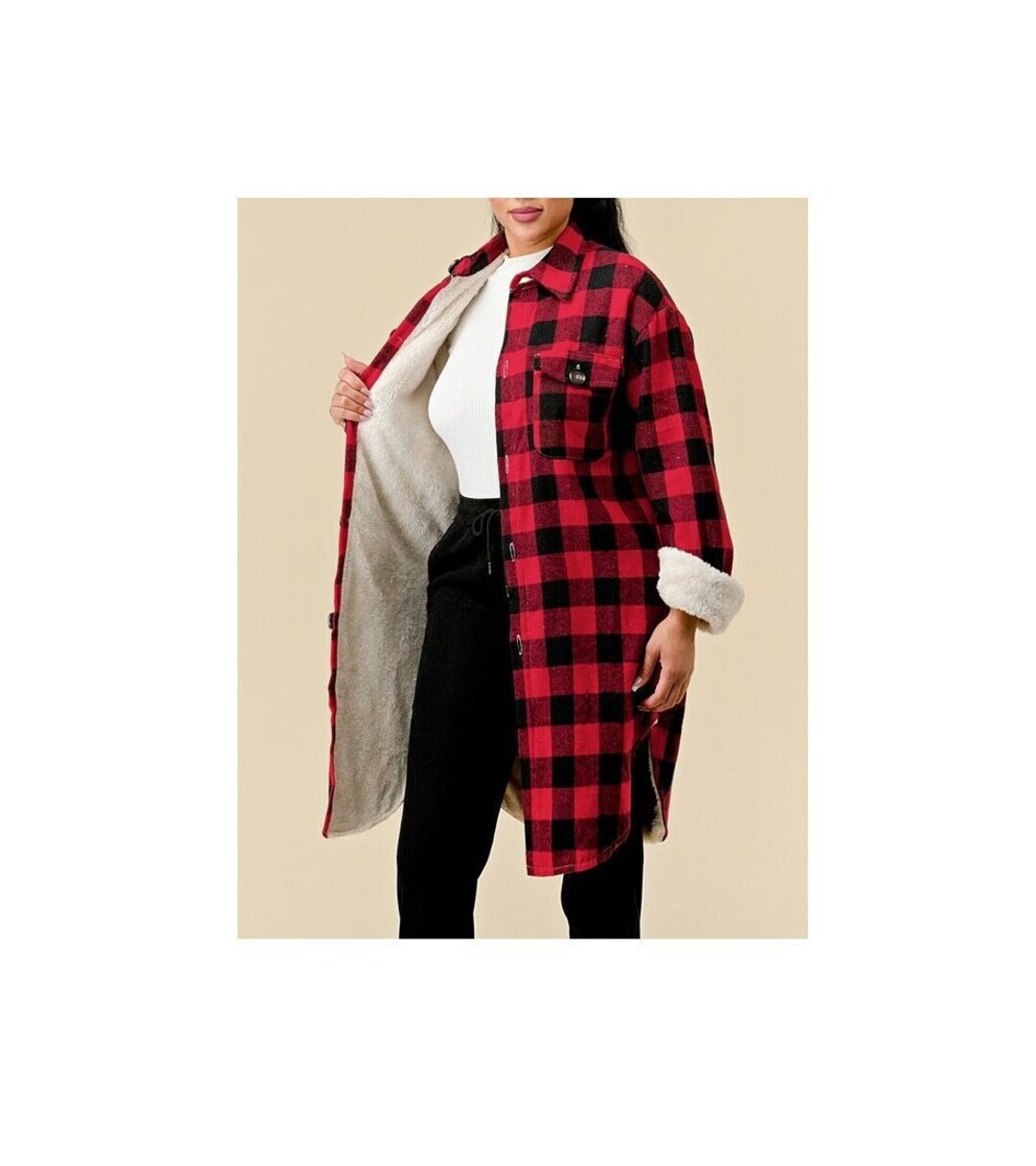 Cardigan En Sherpa à Carreaux Rouge - Taille S - Femme - Avec Poches - Neuf Sans étiquettes