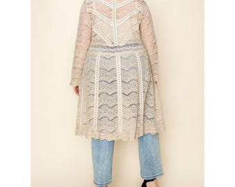 Grote maten boho vintage suède vest gehaakt kant stofdoek boho top zang