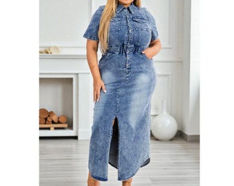 white christmas dresses Snatched Denim Dress • Curve | Plus Size Dresses main image 0