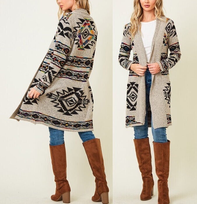 Rio Grande Aztec Cardigan with Pockets - Camel – Black Sheep Boutique and  Salon