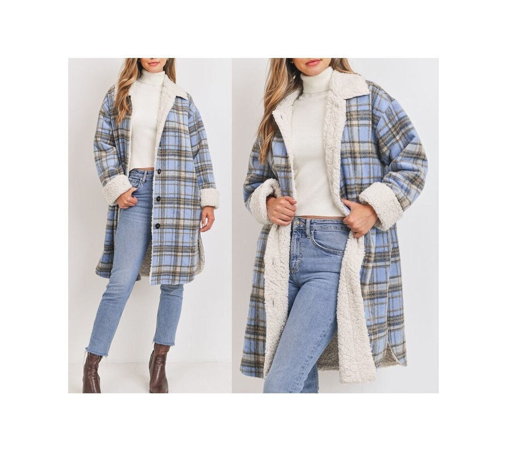 Faux Fur Lined Plaid Shacket