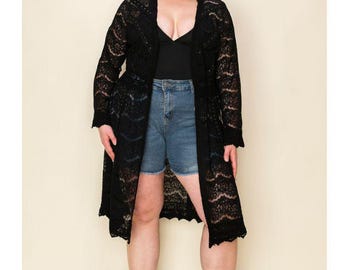 Grote maten boho vintage suède vest gehaakt kant stofdoek boho top zwart zang