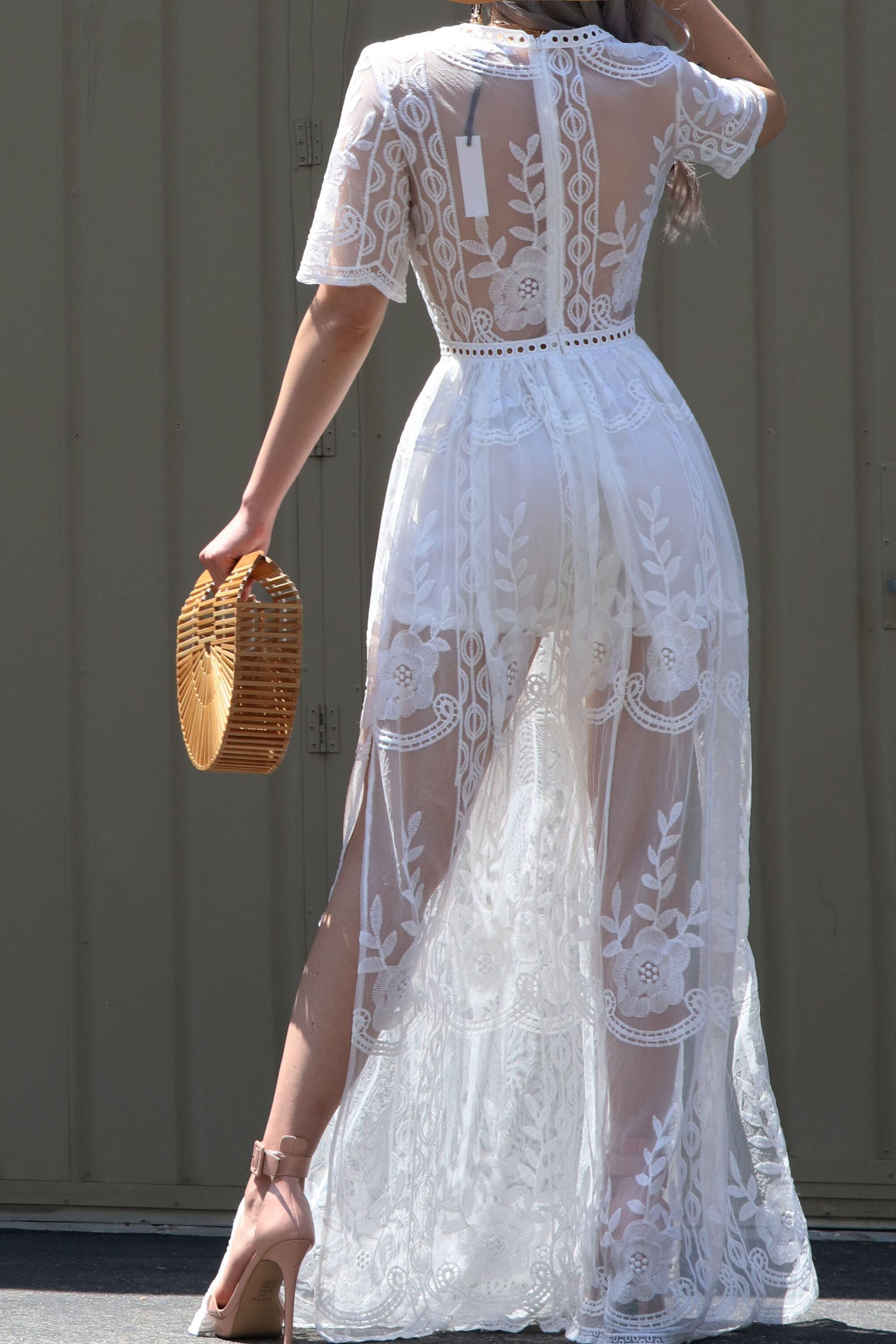 White Bohemian Maxi Dress Crochet Lace Embroidered Boho Long Etsy