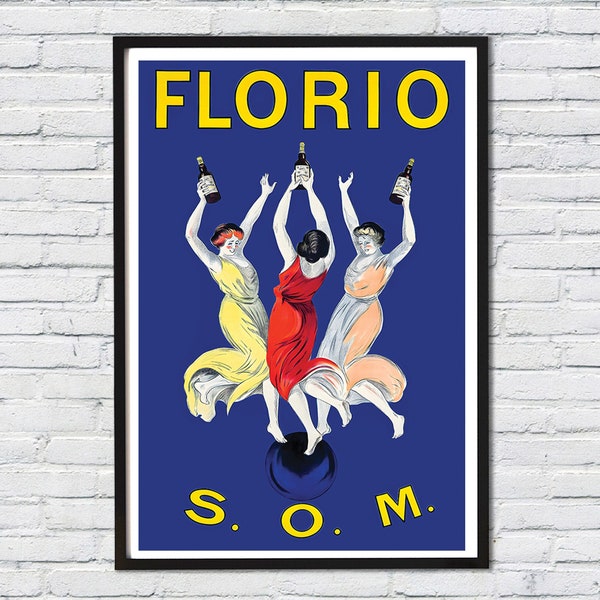 Florio S.O.M. Vintage Poster by Leonetto Cappiello Food&Drink Poster Wall Decor Canvas Print Poster Print  Buy 2 Get 1 FreeShips in 24 Hours