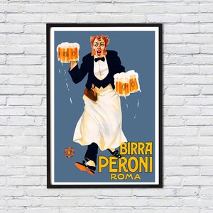 Birra Peroni Roma Vintage Food&Drink Poster - Wall Decor /Canvas Print /Gift Poster Print  Buy 2 Get 1 Free/Ships in 24 Hours