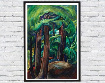 Western Forest by Emily Carr Painter Artwork - Wall Decor /Canvas Print /Gift Poster Print Buy 2 Get 1 Free / Ships in 24 Hours