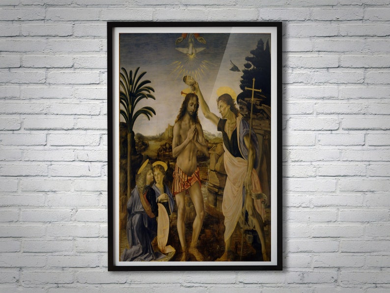 Leonardo Da Vinci Il Battesimo Di Cristo Battesimo Di Cristo Leonardo Da Vinci Italian Painter Art - Etsy Ireland