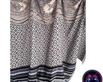 Handmade Upcycled Pashmina Throw Blanket | Nordic Geometric Full/Queen