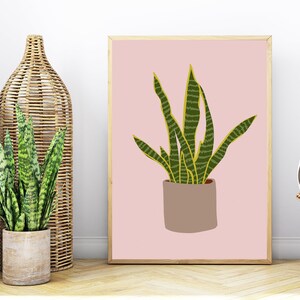 Colorful Abstract Snake Plant Print, Nature Art, Plants Wall Decor, Modern Print