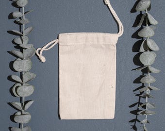 4x6 Inches (10x15 cm) Organic Cotton Double Drawstring Bags, Reusable Eco-friendly Pouches, Natural Muslin Bags