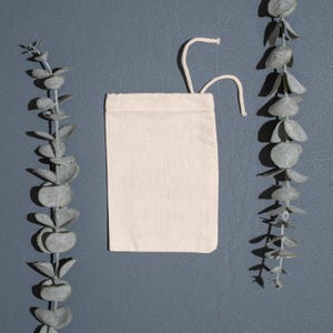 4x6 Inches (10x15 cm) Organic Cotton Single Drawstring Bags, Reusable Eco-friendly Pouches, Natural Muslin Bags
