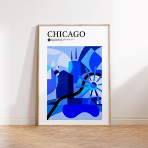 Chicago Art Print Poster for Home Decor, Chicago Wall Art to hang in the Office, Living Room, or Bedroom, Original Chicago Abstract Art