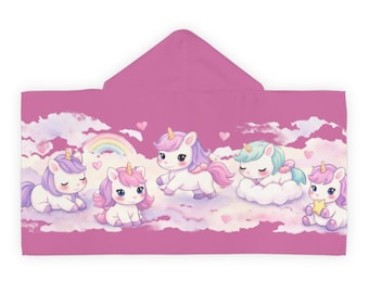 Toalla juvenil con capucha de unicornio para niñas