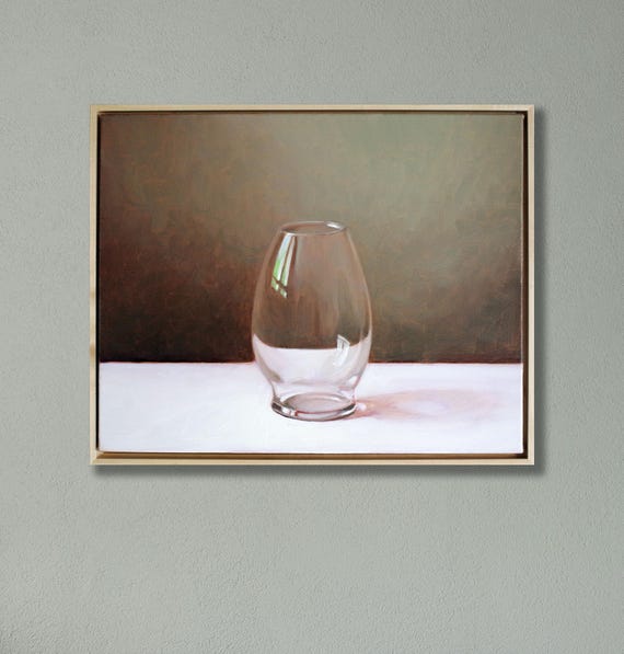 Original Oil Painting | Clear Vase Still Life, 16x20, Framed, Kitchen Wall Art