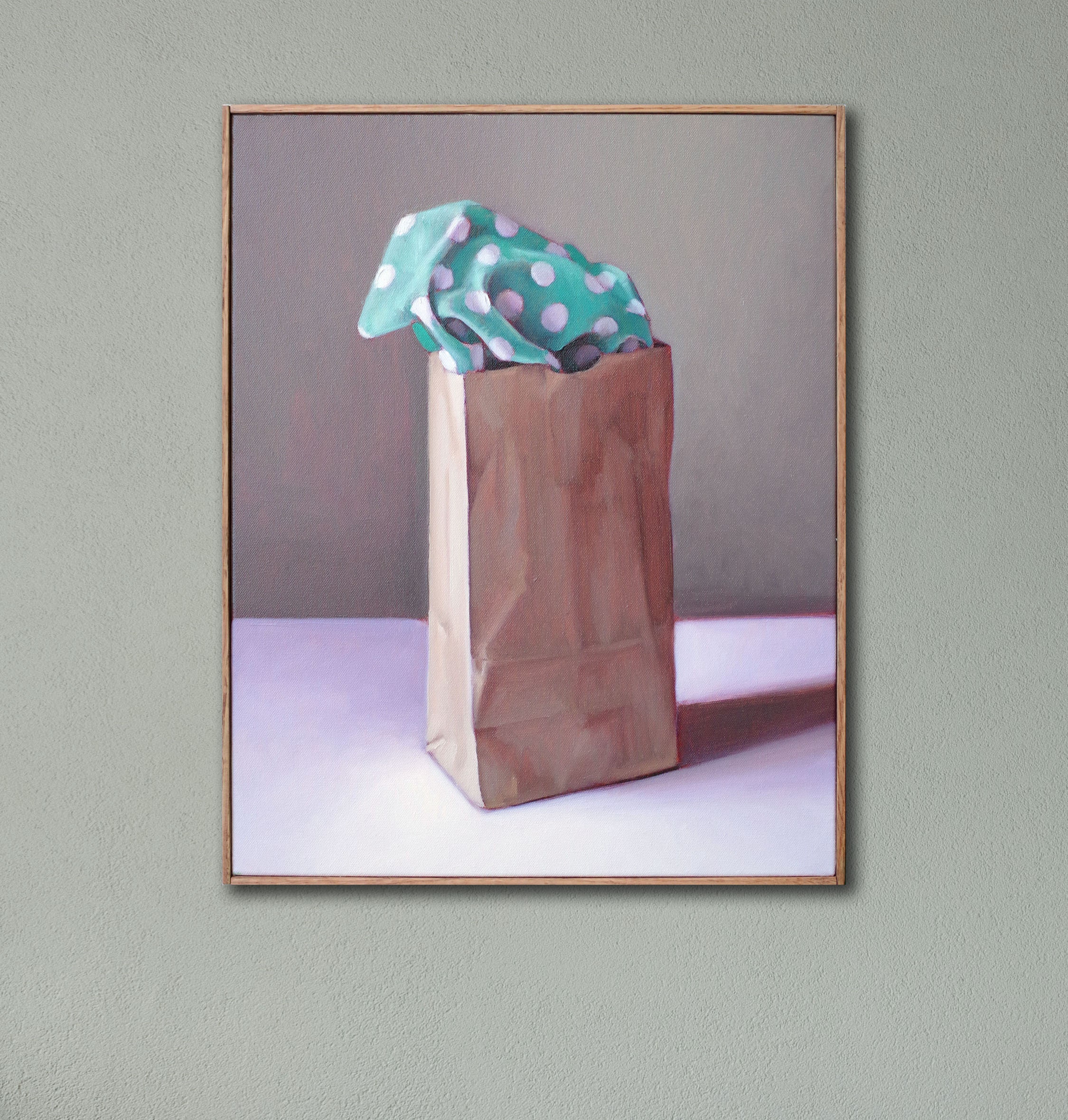 Brown Bag Still Life Painting, Hyperrealism, Kitchen Wall Art 20x16  Original Oil Painting Framed Minimal Art, Boho Wall Art, Modern Art
