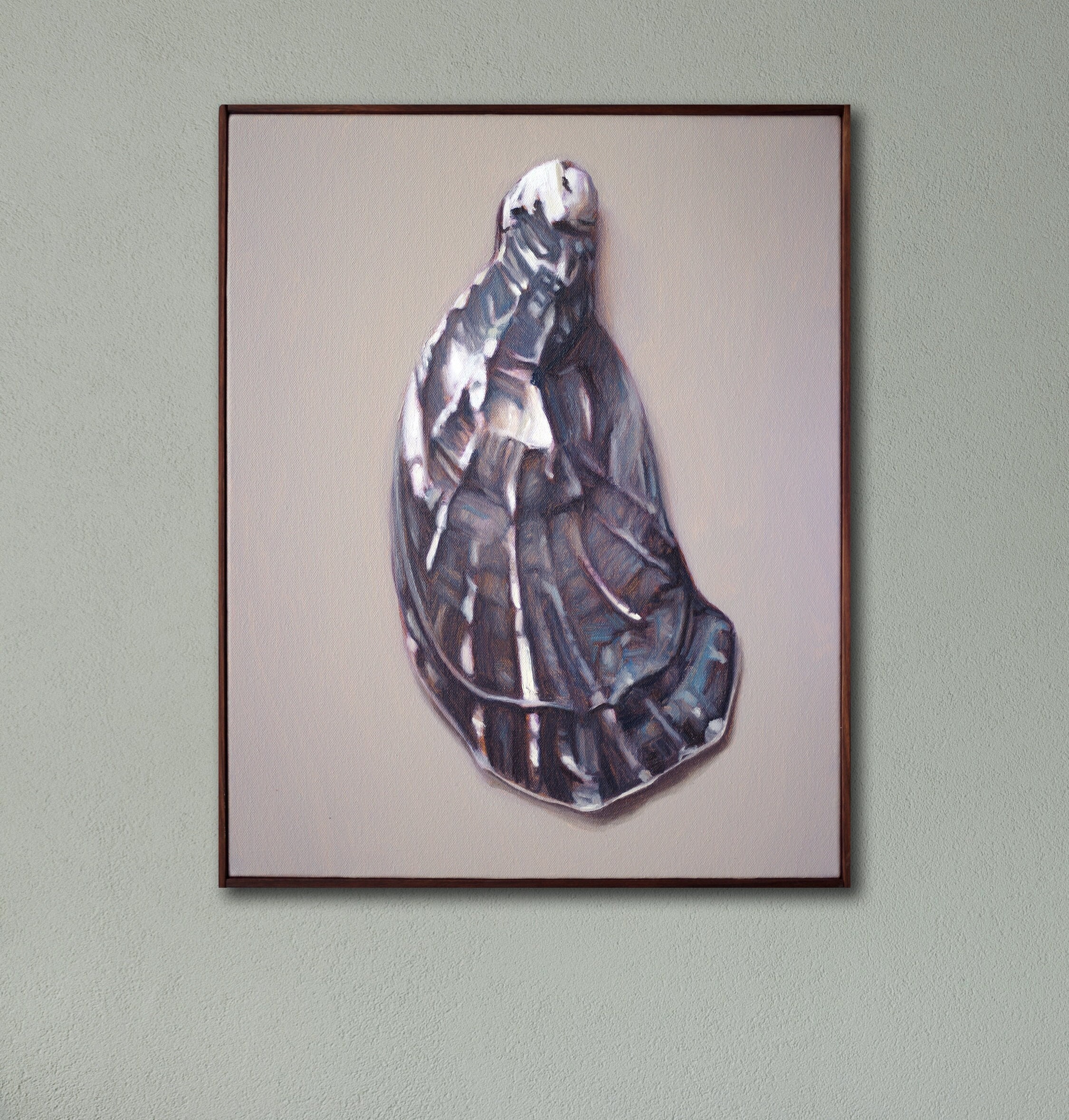 Oyster Shell Painting, Still Life, Coastal, Maine, Bedroom Wall Art | 16x20 Original Oil Painting Handmade Frame | Birthday Gift, Chef Gift