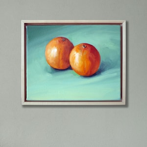 Orange Still Life Oil Painting: Framed Kitchen Wall Art (8x10)