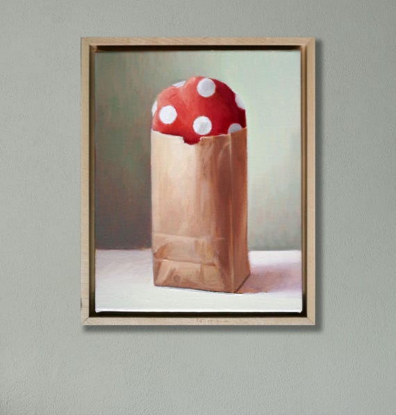 Hyperrealism Still Life Oil Painting: Fabric in Brown Bag, Kitchen