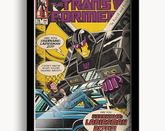 Transformers Comic Poster, Movie Scene Recreation