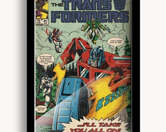 Transformers Comic Poster, Movie Scene Recreation