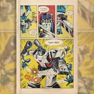 Póster de película inspirado en el cómic Jazz vs Megatron de 11 x 17