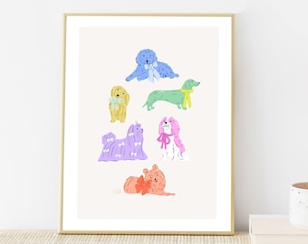 Rainbow Dog Art Print for Kid's Room - Dog Nursery Wall Decor  - Colorful Dog Print-  Girl's Nursery Art - 8x10 11x14 16x20