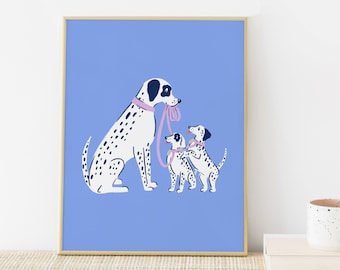 Nursery Dog Art Print Dalmatian- Blue Nursery Art Print - Childrens Art Dog - Kids Art - Periwinkle Art Print