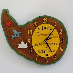 Art Horloge murale, Cornucopia, Bois, Coloré, Amusant, Encourageant