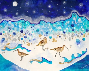 NIGHT CURLEWS  Limited edition hand signed print from an original painting
