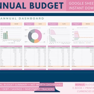 Annual Budget / Google Sheets Budget Spreadsheet / Net Worth - Financial Planner / Budget Template in Desert