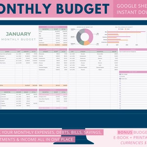 Monthly Budget / Google Sheets Budget Spreadsheet / Financial Planner / Budget Template in Desert