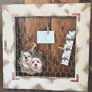 Rustic, Farmhouse Chicken Wire Picture Frame, Photo Board, Memo Board, Earring Display