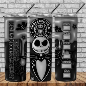 Jack Skellington Starbucks Tumbler, Various Sizes & Styles available, Stainless Steel, Sublimation