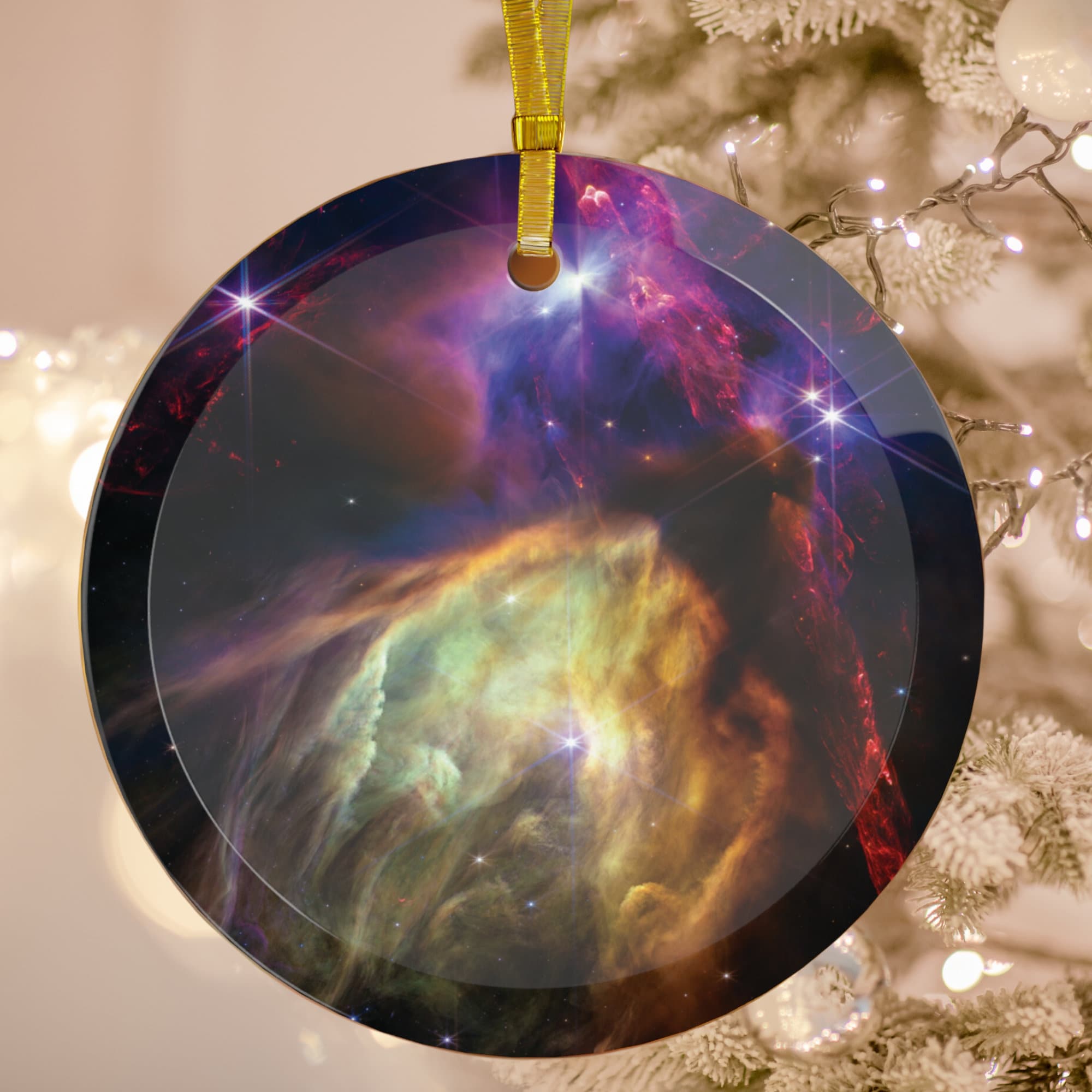 James b Space Telescope Glass Christmas Tree Ornament Rho Ophiuchi