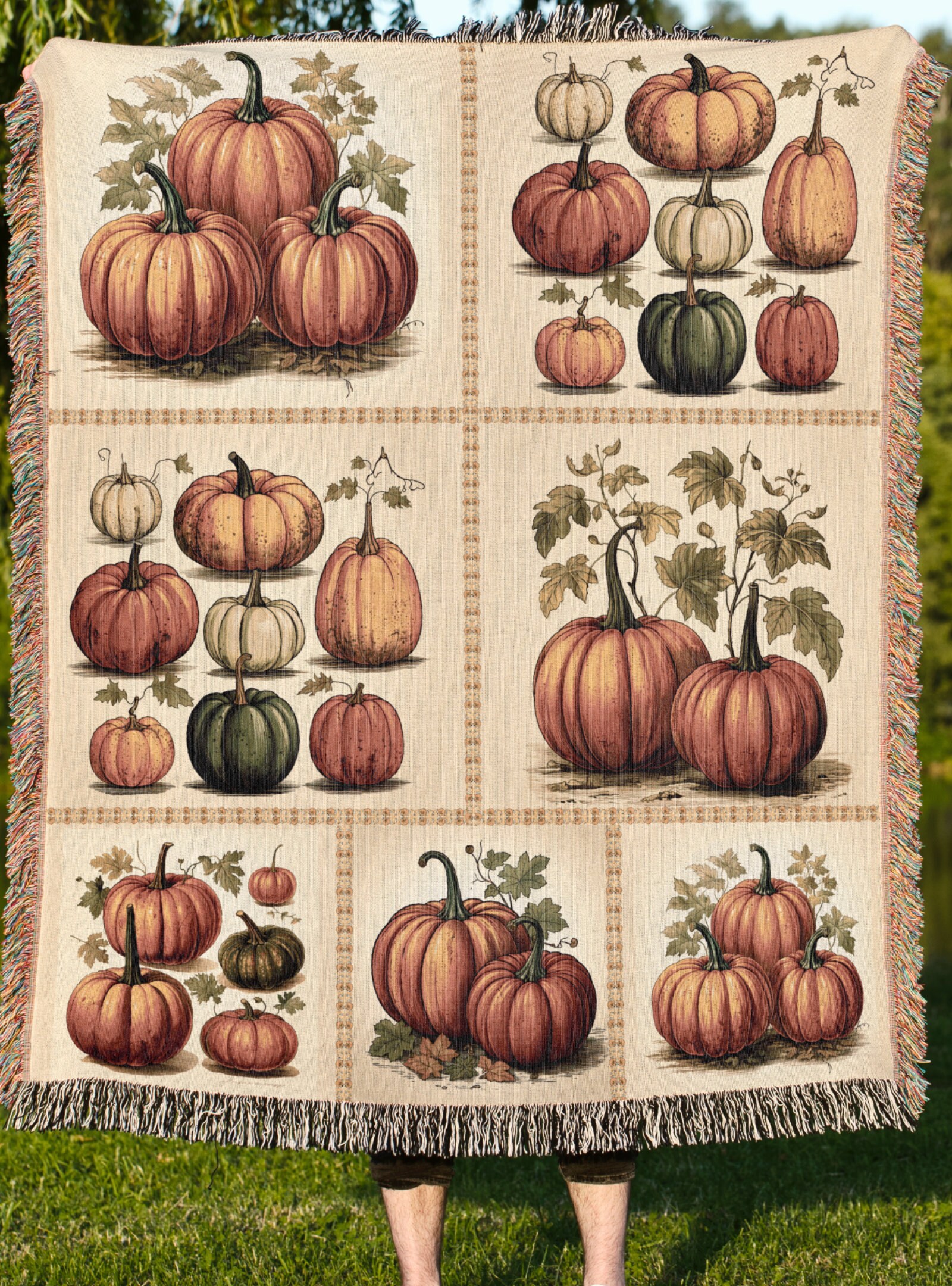 Pumpkin Halloween Print Pattern Hooded Blanket